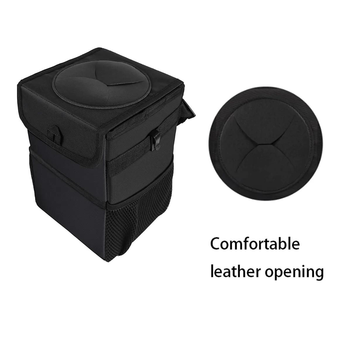 Waterproof Car Trash Can with Lid and Storage Pockets, Custom fit for 100% Leak-Proof Car Organizer, Waterproof Car Garbage Can, Multipurpose Trash Bin for Car