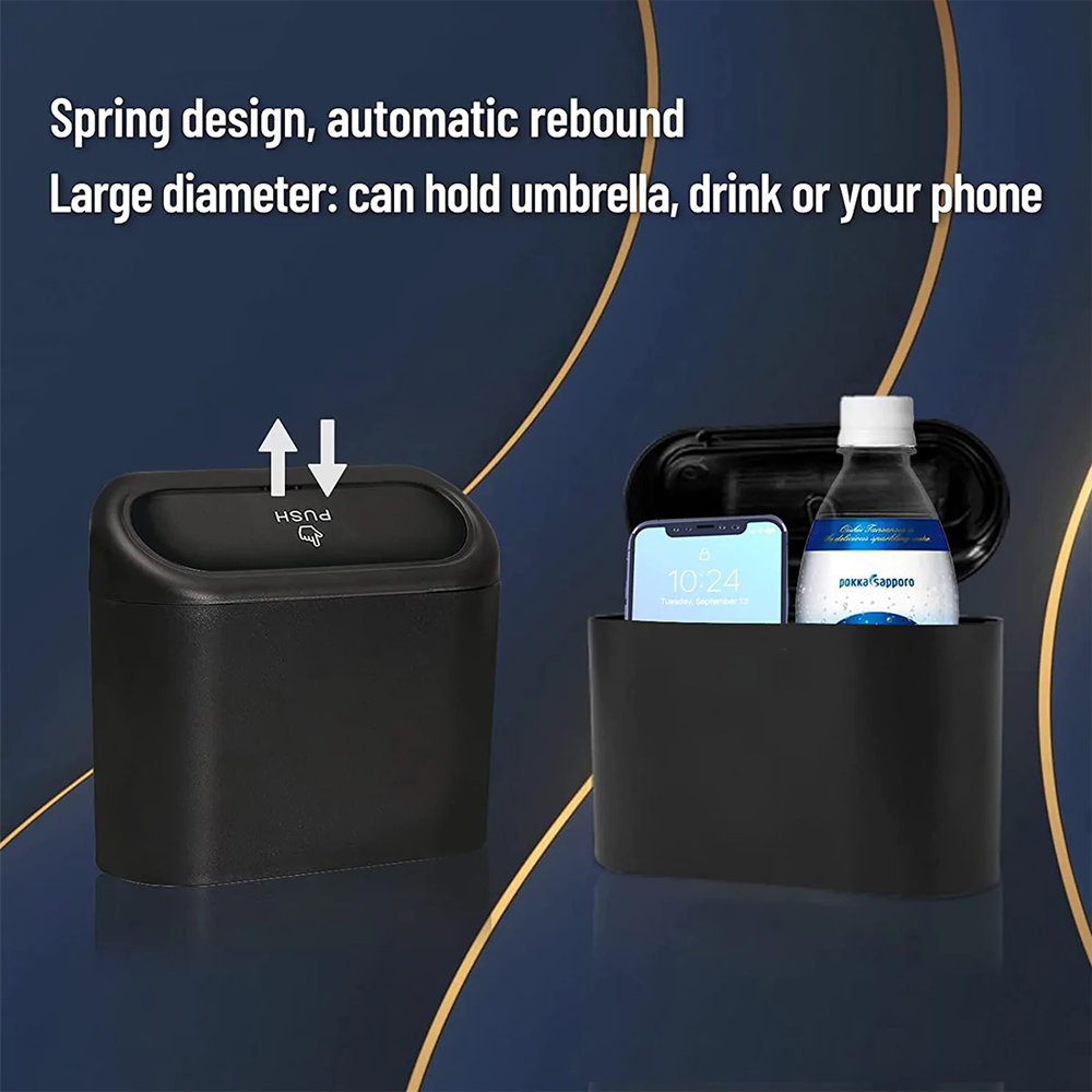 Custom Logo Car Trash Can, Fit with Car, Mini Car Accessories with Lid and Trash Bag, Cute Car Organizer Bin, Small Garbage Can for Storage and Organization