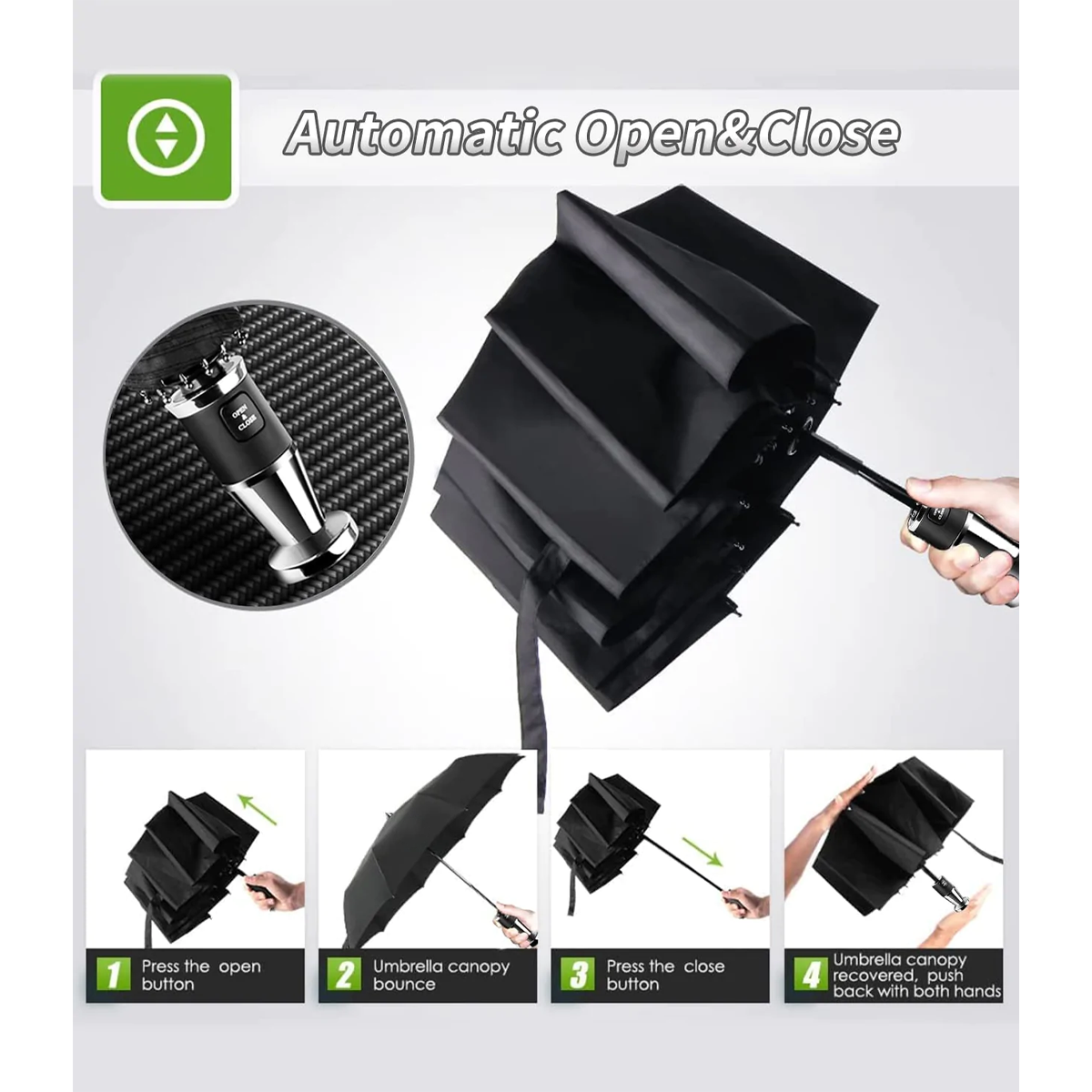 Custom Logo Umbrella, 2023 Update Version 10 Ribs Umbrella Windproof Automatic Folding Umbrella, Rain and Sun Protection