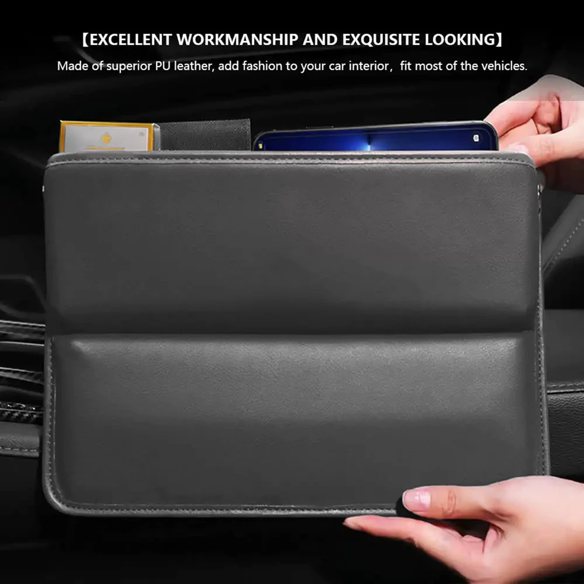 Car Seat Gap Filler Organizer, Multifunctional Pu Leather Console Side Pocket Organizer For Cellphones, Cards, Wallets, Keys