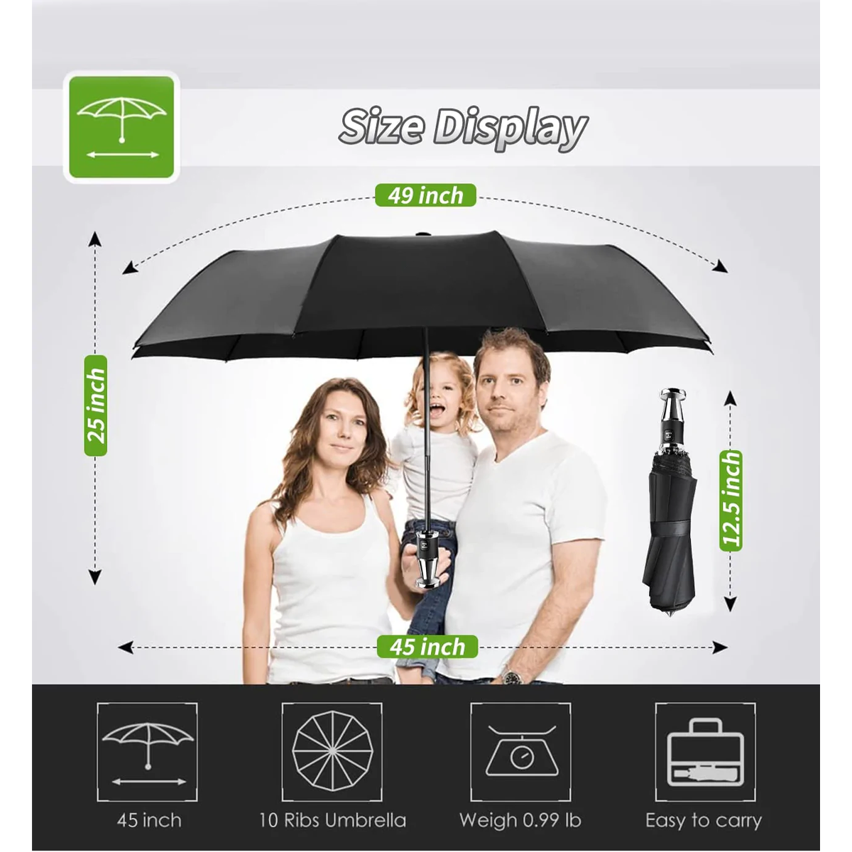 Custom Logo Umbrella, 2023 Update Version 10 Ribs Umbrella Windproof Automatic Folding Umbrella, Rain and Sun Protection