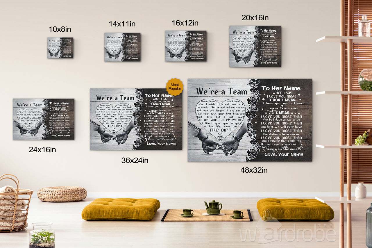 Personalized Couple We're A Team Family Love Couple Anniversary Canvas Print Wall Art - Matte Canvas