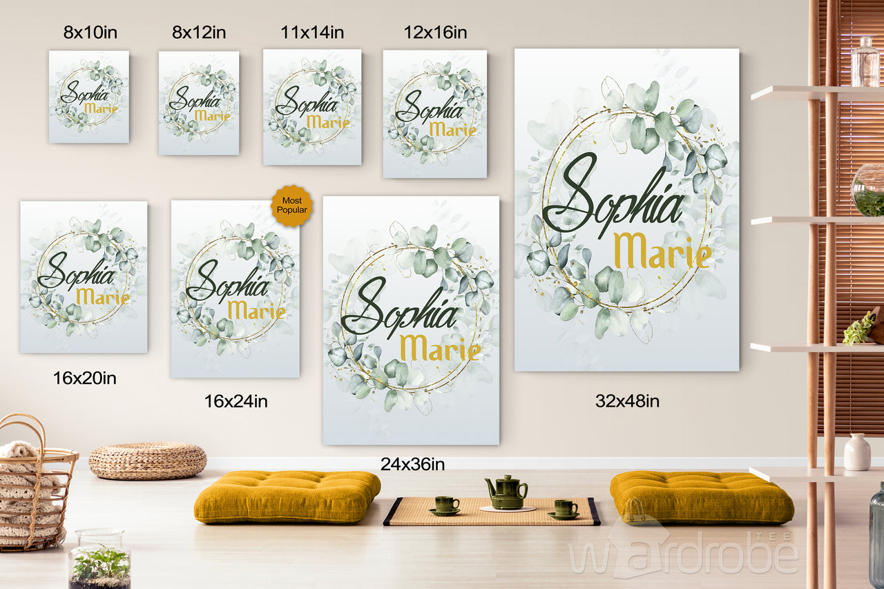 Personalized Name Sign Girls Bedroom Decor Baby Shower Gift Canvas Print Wall Art - Matte Canvas
