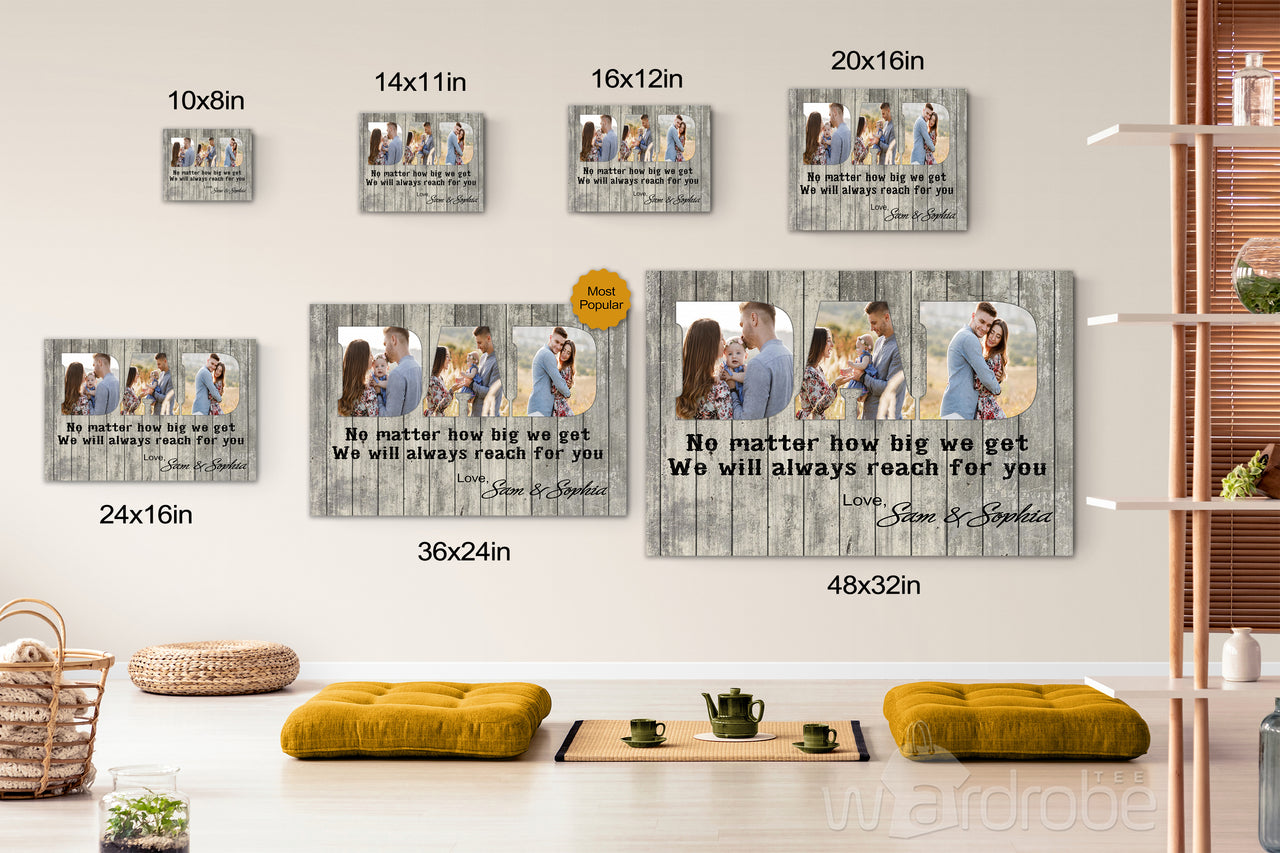 Personalized Photo Dad And Family Canvas Print Wall Art - Matte Canvas - Father's Day Gift