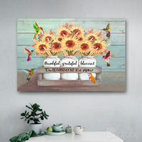 Thumbnail for Personalized Family Name & Year Hummingbird Thankful, Grateful, Blessed Canvas Print Wall Art - Matte Canvas