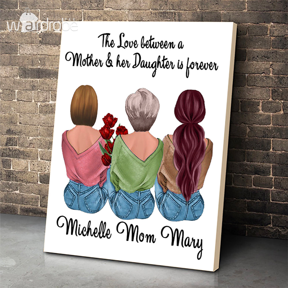 Custom Canvas Personalized Name The Love Between Mom And Daughter - Gift For Mothers Day - Matte Canvas