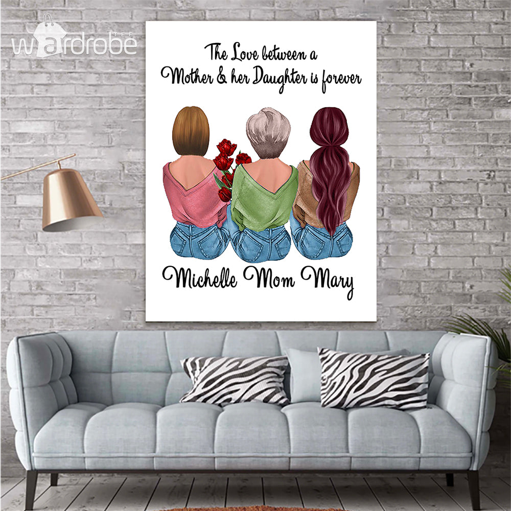 Custom Canvas Personalized Name The Love Between Mom And Daughter - Gift For Mothers Day - Matte Canvas