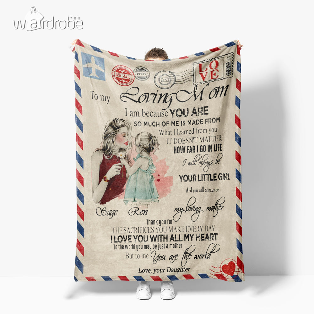 Personalized Mother's Day Gift Blanket Set Letter From Daughter To My Loving Mom