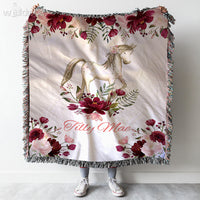 Thumbnail for Baby Personalized Custom Name Horse Baby Blanket - Baby Birthday Gifts